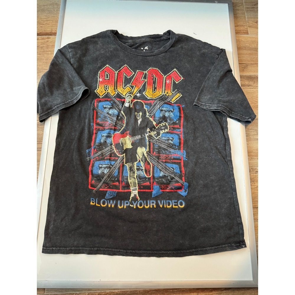 ACDC Blow Up Your Video Graphic T‎ Shirt Washed Black Size S